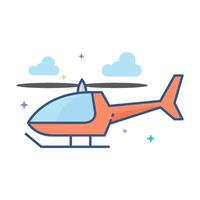helikopter ikon platt Färg stil vektor illustration