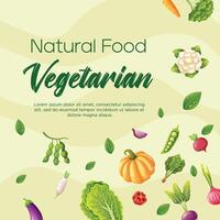 posta mall för vegetarian eller organisk produkt vektor