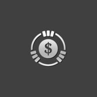Glücksspiel Münze Symbol im metallisch grau Farbe Stil. Freizeit Aktivität Jackpot vektor