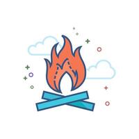 Lager Feuer Symbol eben Farbe Stil Vektor Illustration