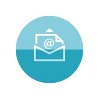 Email Symbol im eben Farbe Kreis Stil. Briefumschlag Laptop Geschäft Botschaft Mail elektronisch vektor