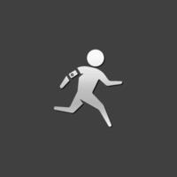 löpning idrottare ikon i metallisk grå Färg stil. maraton triathlon sport vektor