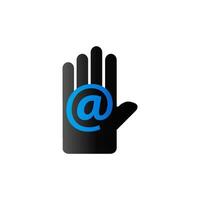 Hand mit Email Symbol im Duo Ton Farbe. Kontakt Webseite Kommunikation vektor