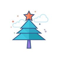 jul träd ikon platt Färg stil vektor illustration