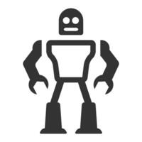 svart och vit ikon leksak robot vektor