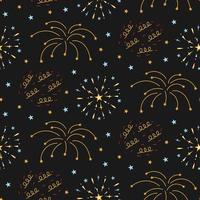 Feuerwerk nahtlose Muster auf Nachthintergrund vektor