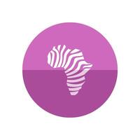 Afrika Karte gestreift Symbol im eben Farbe Kreis Stil. Kontinent Safari erkunden Reise Reise vektor