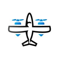 Jahrgang Flugzeug Symbol im Duo Ton Farbe. doppelt Propeller Bomber vektor