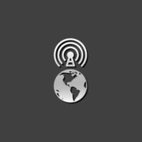 kabellos Welt Symbol im metallisch grau Farbe Stil. Internet Kommunikation Verbindung vektor