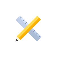Bleistift und Lineal Symbol im eben Farbe Stil. Bildung Ausrüstung messen Schreiben Zeichnung vektor