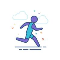Laufen Athlet Symbol eben Farbe Stil Vektor Illustration