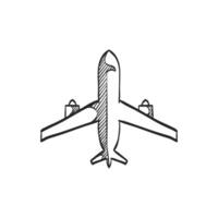 hand dragen skiss ikon flygplan kommersiell vektor
