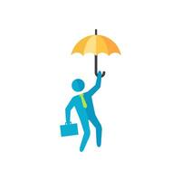 Geschäftsmann Regenschirm Symbol im eben Farbe Stil. Geschäft Menschen Herausforderung Büro vektor