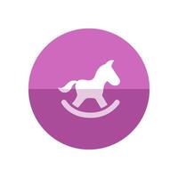 gungande häst leksak ikon i platt Färg cirkel stil. typer spelar ridning spel vektor