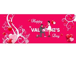 Valentinstag Tag Banner Rot, Weiß Herz Rahmen Hintergrund. Gutschein, Gruß Karte, modisch Stil. vektor