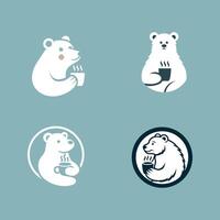 Polar- Bär Kaffee Logo Symbol Illustration Design vektor