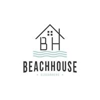 strand hus logotyp design årgång retro med första brev bh vektor