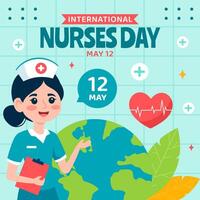 Krankenschwestern Tag Sozial Medien Illustration eben Karikatur Hand gezeichnet Vorlagen Hintergrund vektor