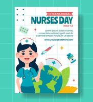 Krankenschwestern Tag Vertikale Poster eben Karikatur Hand gezeichnet Vorlagen Hintergrund Illustration vektor