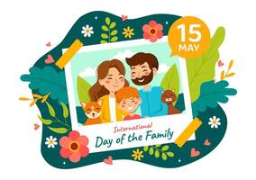 International Tag von Familie Vektor Illustration mit Mutter, Papa und Kinder Charakter zu Glück und Liebe Feier im eben Kinder Karikatur Hintergrund