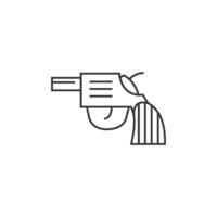 revolver pistol ikon i tunn översikt stil vektor
