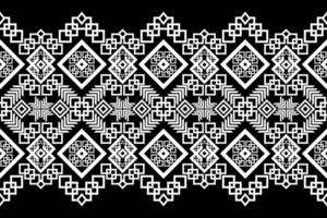 svart vit blommigt geometriskt tygmönster vektor