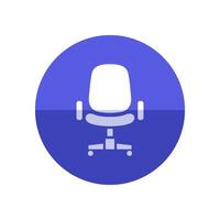 kontor stol ikon i platt Färg cirkel stil. företag tillförsel möbel bekvämlighet arbete vektor