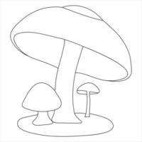 Single Linie kontinuierlich Zeichnung von Pilz und Pilz Gliederung Vektor Kunst Zeichnung