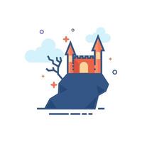 mörk slott ikon platt Färg stil vektor illustration