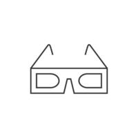 3d glasögon ikon i tunn översikt stil vektor