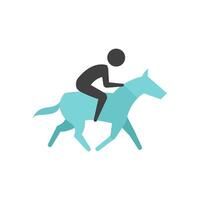 Pferd Reiten Symbol im eben Farbe Stil. Sport Meisterschaft Rennen Ausbildung Freizeit Tier Reiten vektor