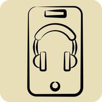 Symbol App. verbunden zu Podcast Symbol. Hand gezeichnet Stil. einfach Design editierbar. einfach Illustration vektor