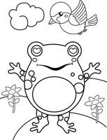 rolig groda amfibi djur- tecknad serie färg aktivitet för barn och vuxen vektor