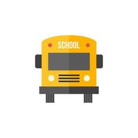 skola buss ikon i platt Färg stil. bil- bil utbildning barn service vektor