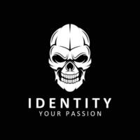 einzigartig und stilisiert Mensch Schädel Logo Design vektor