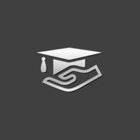 hand innehav diplom ikon i metallisk grå Färg stil. utbildning skola försäkring vektor