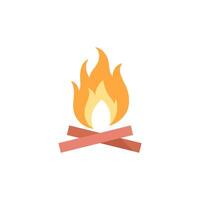 läger brand ikon i platt Färg stil. camping bränna värme vild brand vektor