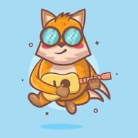 cool Fuchs Tier Charakter Maskottchen spielen Gitarre isoliert Karikatur vektor