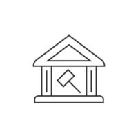 auktion hus ikon i tunn översikt stil vektor