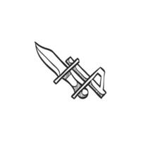 Hand gezeichnet skizzieren Symbol Bajonett Messer vektor