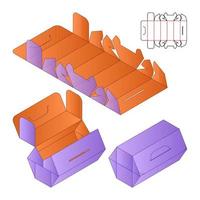 Box Verpackung gestanzte Vorlage Design. 3D-Modell vektor