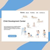 Kind Entwicklung Center Webseite Buchseite. Baby Evolution, von Windel zu gehen Verfahren, kriechen Entwicklung, lernen Schritt im Kindergarten vektor