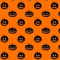 Halloween Muster mit schwarz Silhouette Kürbis. Vektor Halloween Urlaub Muster, schwarz und Orange Hintergrund Illustration