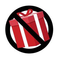 Verbot Geschenk Symbol, Nein Geschenk zum Geburtstag und Weihnachten. verboten Paket Überraschung, Geburtstag Paket stoppen. Vektor Illustration