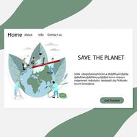 speichern Planet Landung Buchseite, Menschen Freiwillige sauber und waschen. Vektor Freiwilligenarbeit Welt, global Pflege, Waschen und recyceln Umwelt, Schutz Natur Illustration