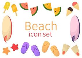 Icon-Set über Meer oder Strand vektor