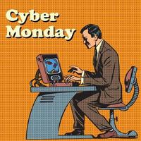 Cyber Monday Computer und Mensch vektor