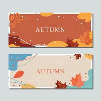 en uppsättning höstens horisontella banderoller. vektor illustration.
