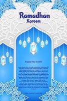 elegant glamour bakgrund och affisch ramadan kareem med lutning stil och realistisk ikon vektor