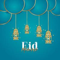 eid mubarak vektordesign för bannertryck och hälsningsbakgrund vektor